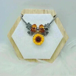 Sunflower & Bee Charms Bracelet